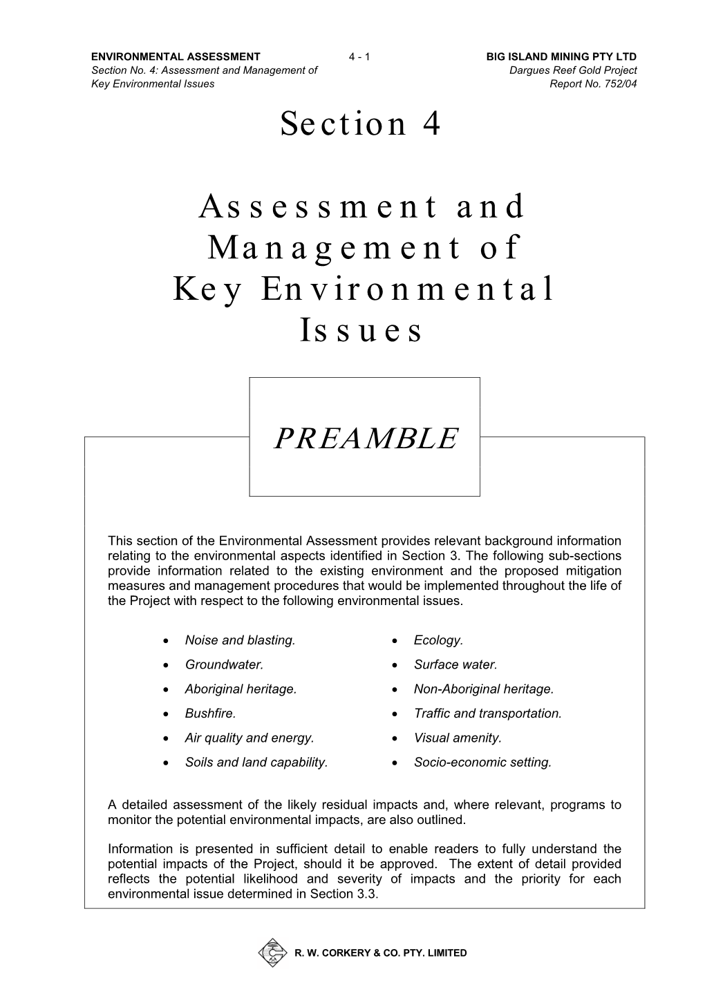 Section 4 Assessment and Management of Key