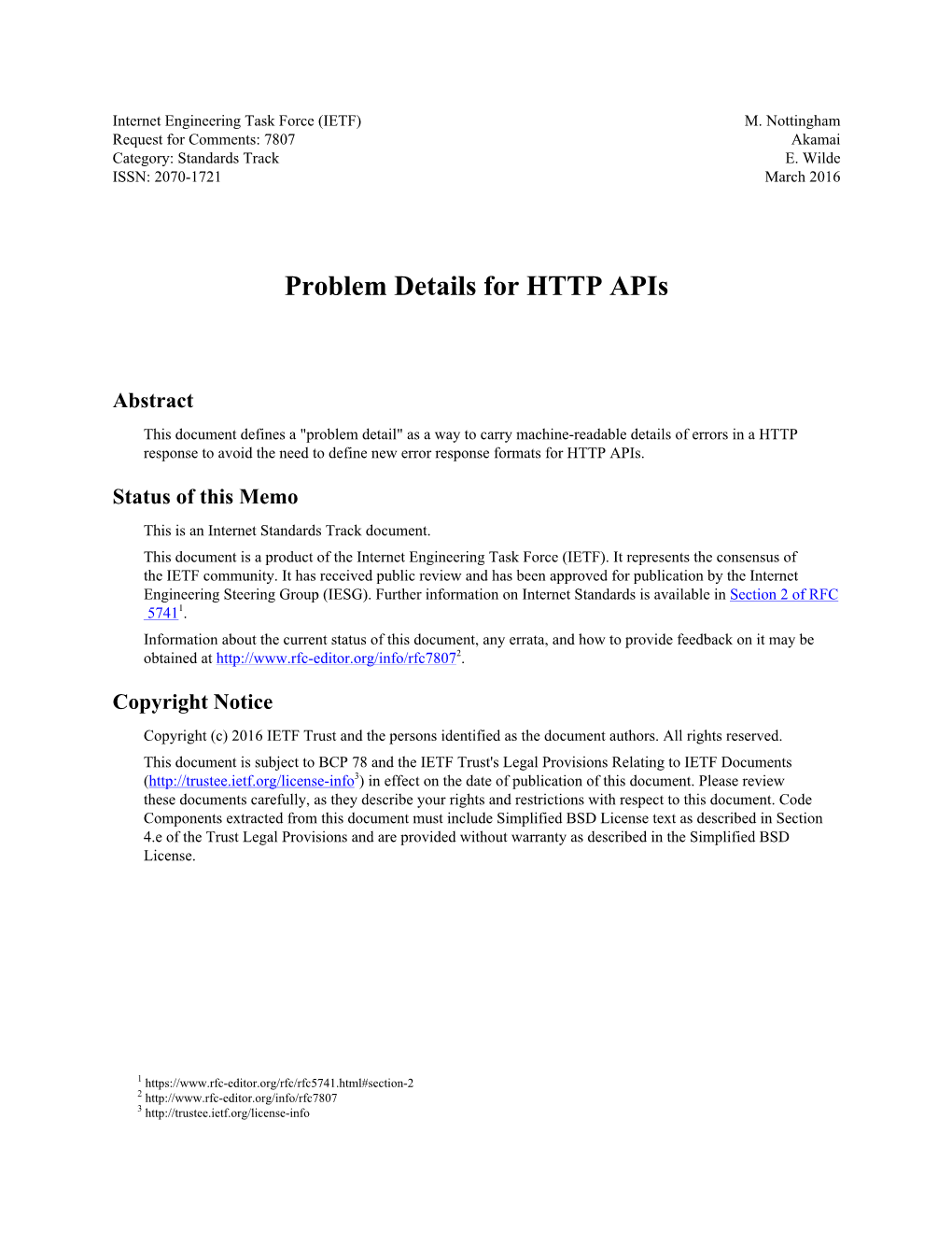 Problem Details for HTTP Apis