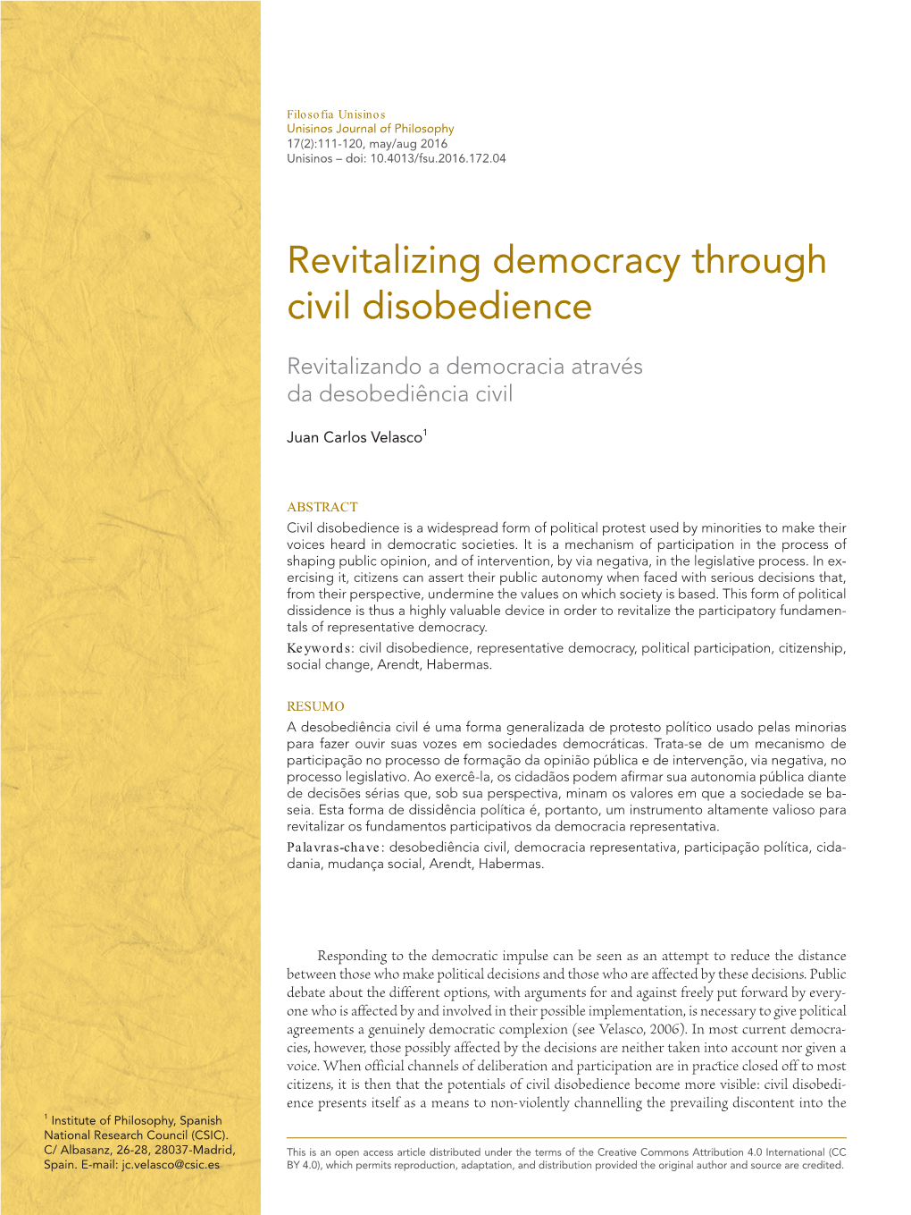 Revitalizing Democracy Through Civil Disobedience