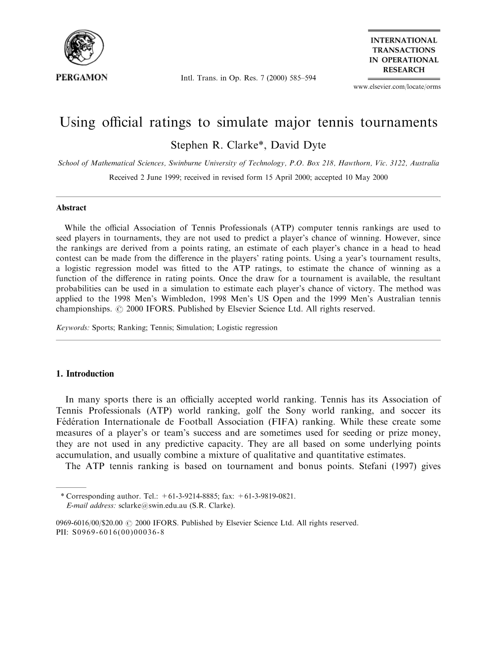 Using Official Ratings to Simulate Major Tennis Tournaments