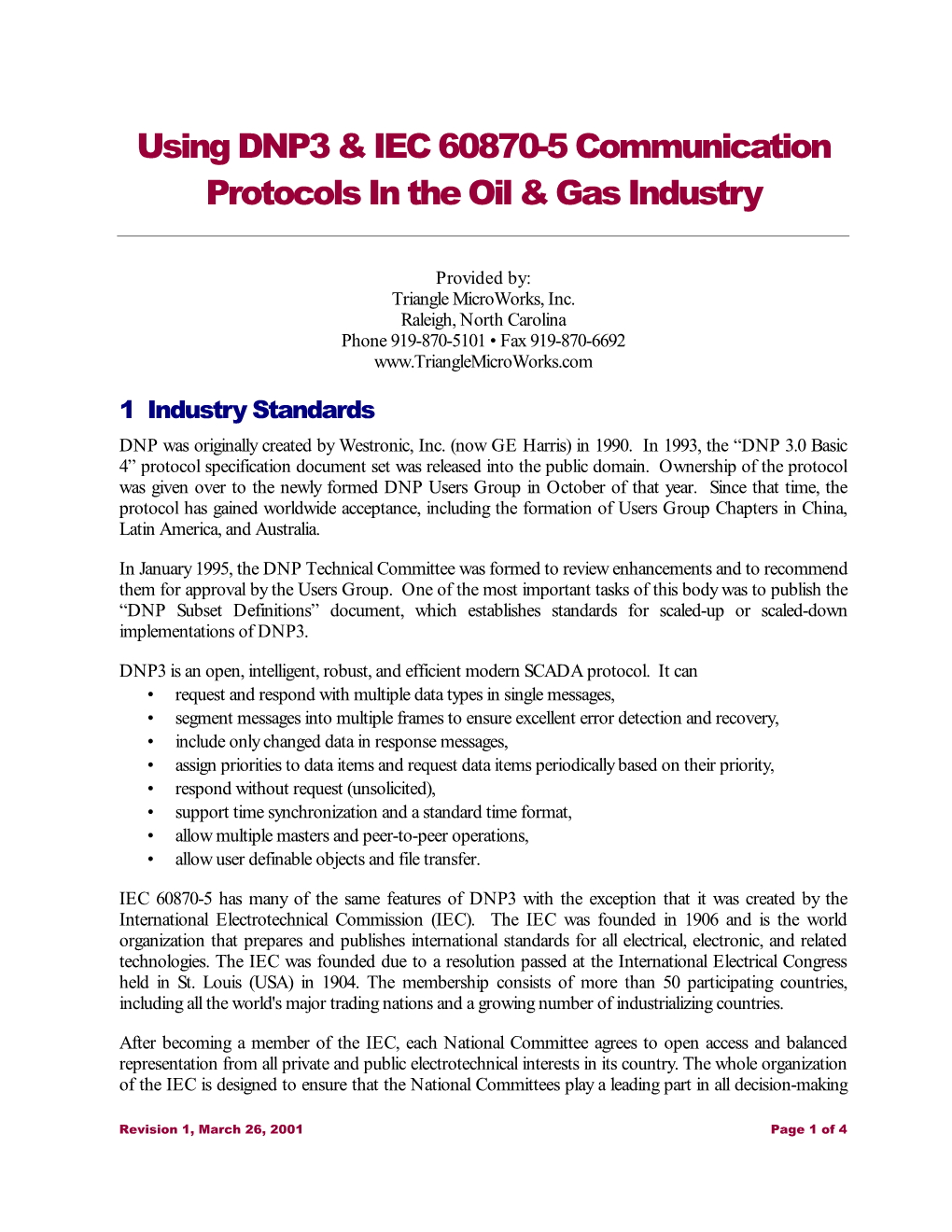 Using DNP3 & IEC 60870-5 Communication Protocols in the Oil