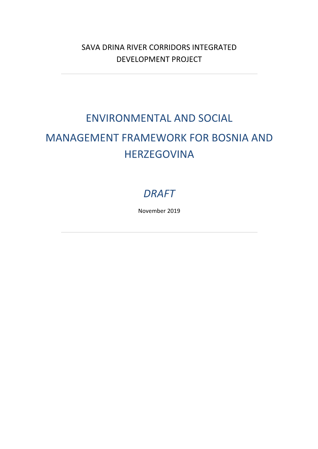 Environmental and Social Management Framework for Bosnia and Herzegovina