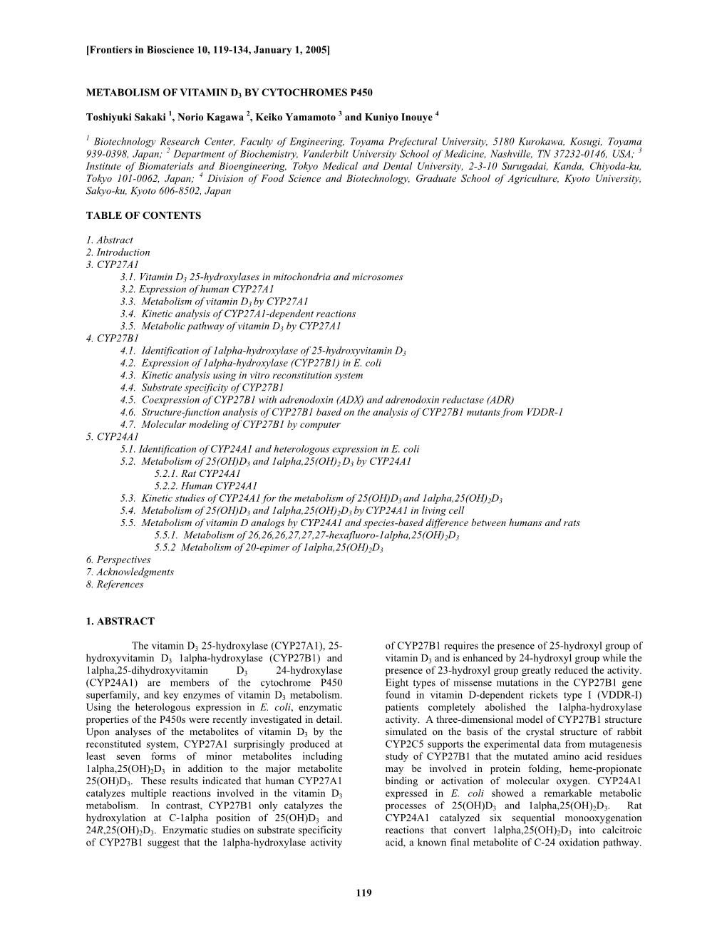 119 Metabolism of Vitamin D3 by Cytochromes P450