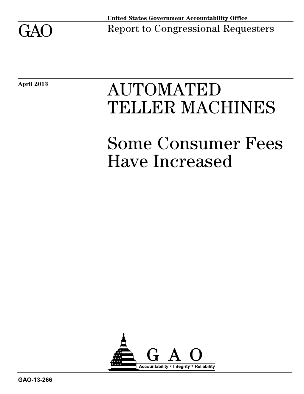 Automated Teller Machines: Some Consumer Fees Have Increased