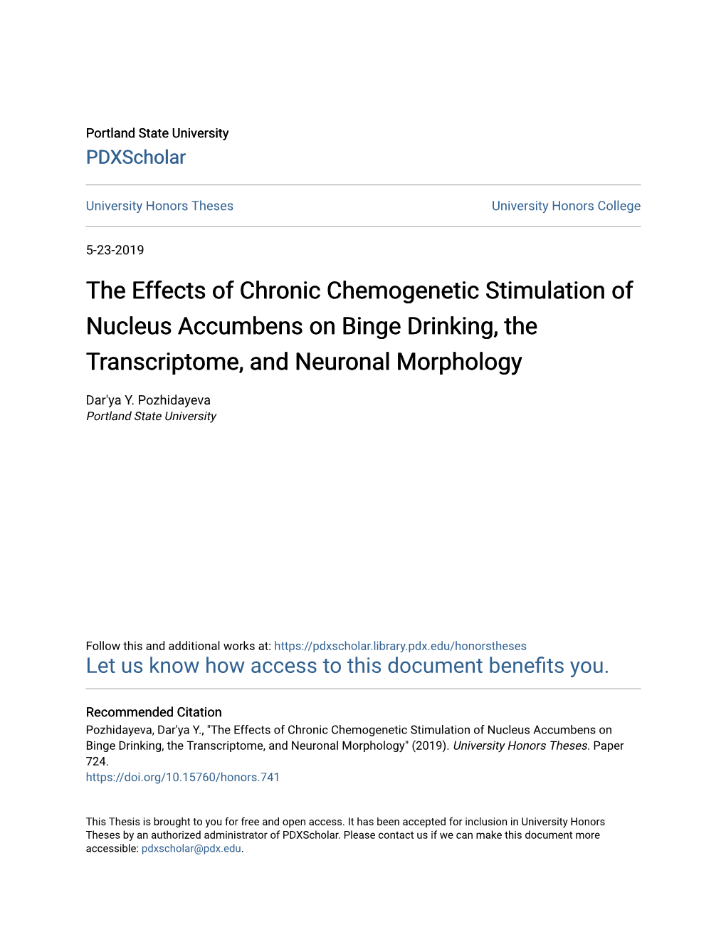 The Effects of Chronic Chemogenetic Stimulation of Nucleus Accumbens on Binge Drinking, the Transcriptome, and Neuronal Morphology