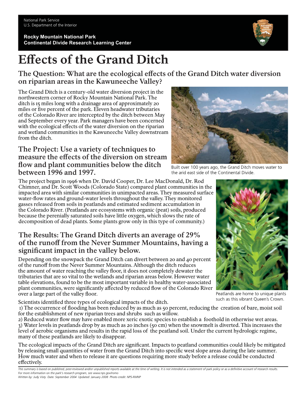 Effects of the Grand Ditch