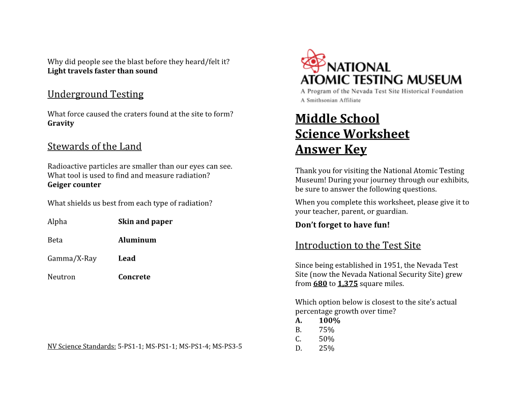 Middle School Science Worksheet Stewards of the Land Answer Key