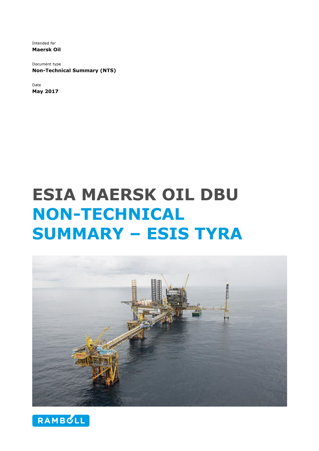 Esia Maersk Oil Dbu Non-Technical Summary – Esis Tyra