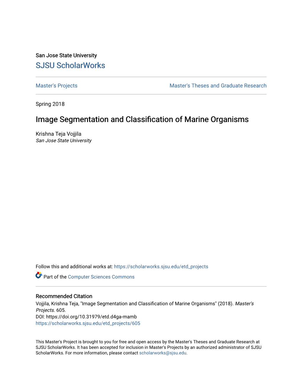 Image Segmentation and Classification of Marine Organisms