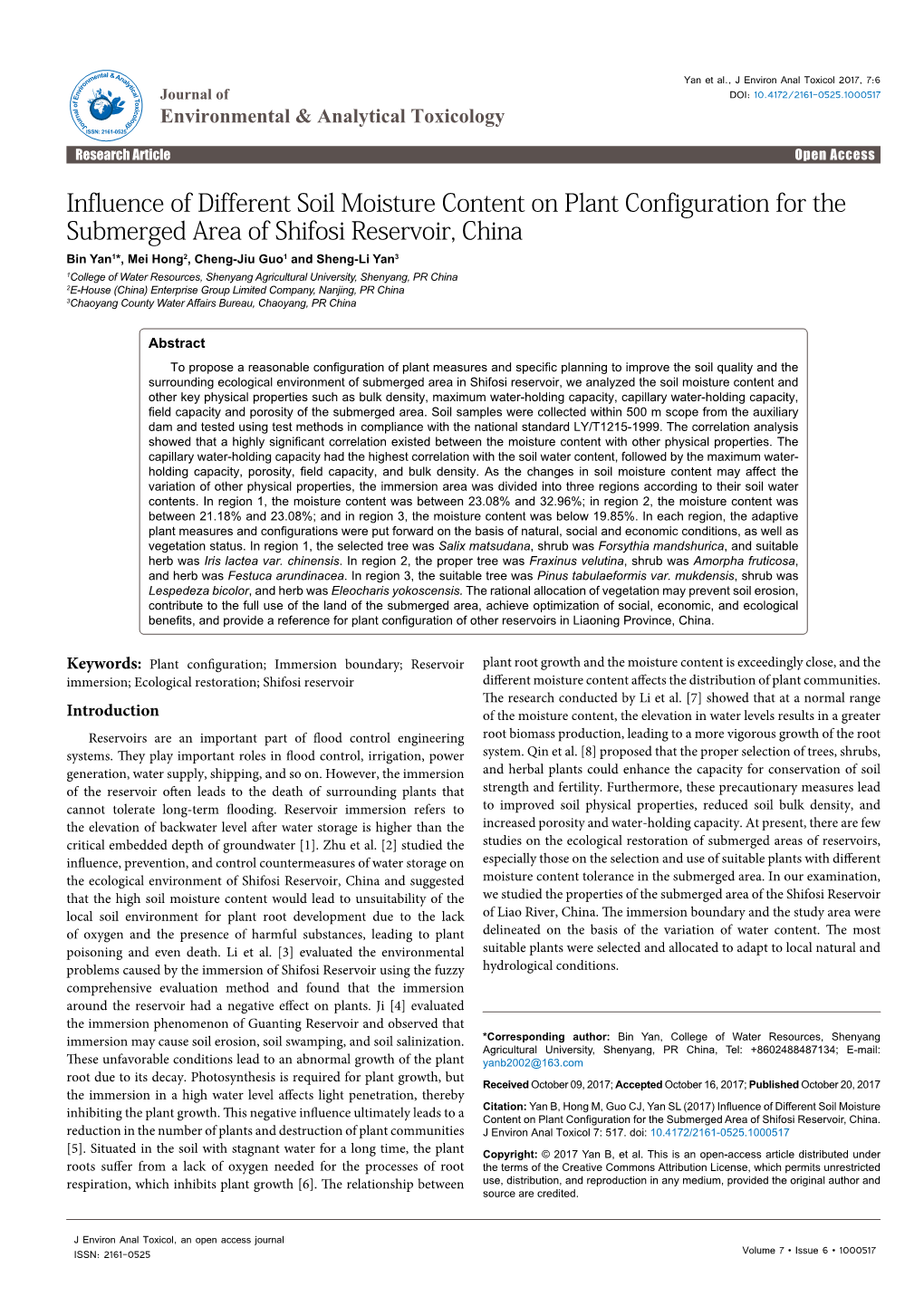 Influence of Different Soil Moisture Content on Plant Configuration For