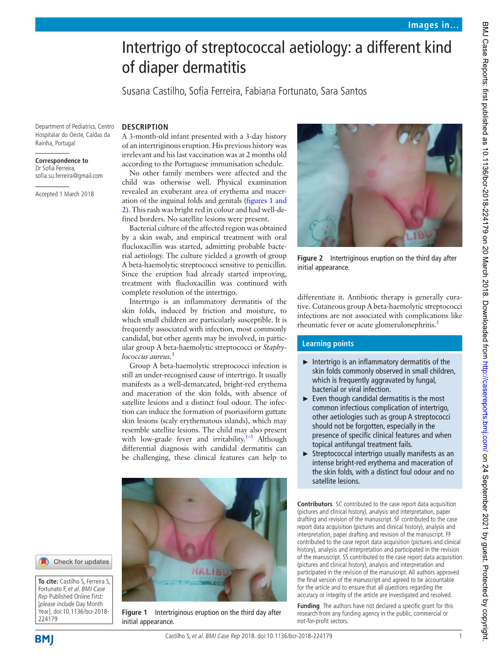 Intertrigo of Streptococcal Aetiology: a Different Kind of Diaper Dermatitis Susana Castilho, Sofia Ferreira, Fabiana Fortunato, Sara Santos