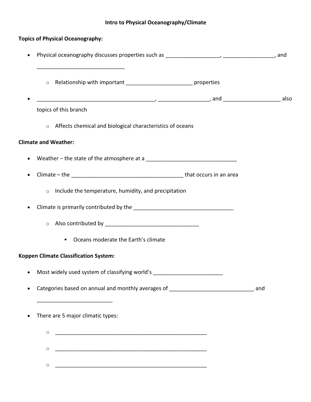 Intro to Physical Oceanography/Climate