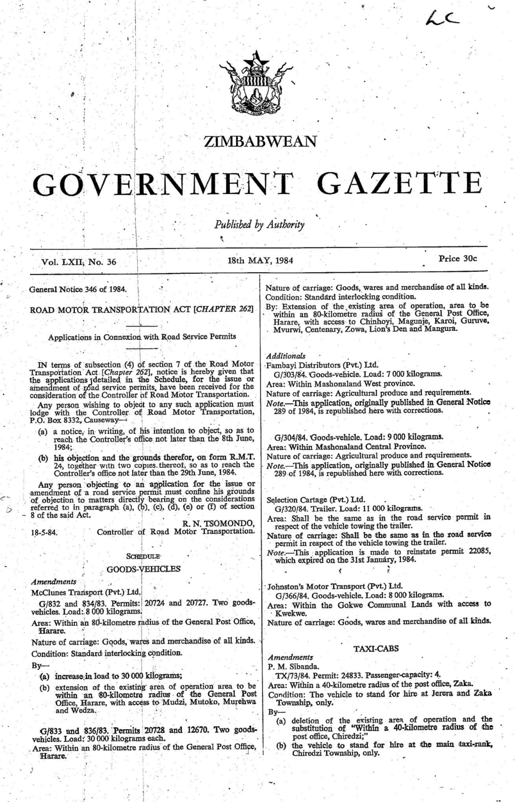 Rnment Gazette