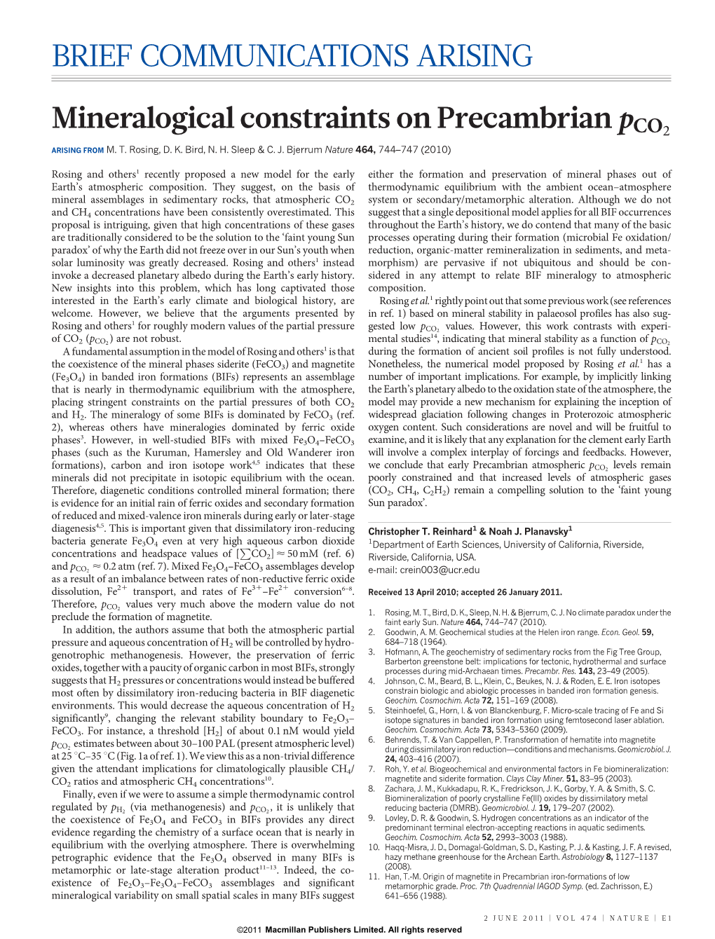 Mineralogical Constraints on Precambrian Pco2