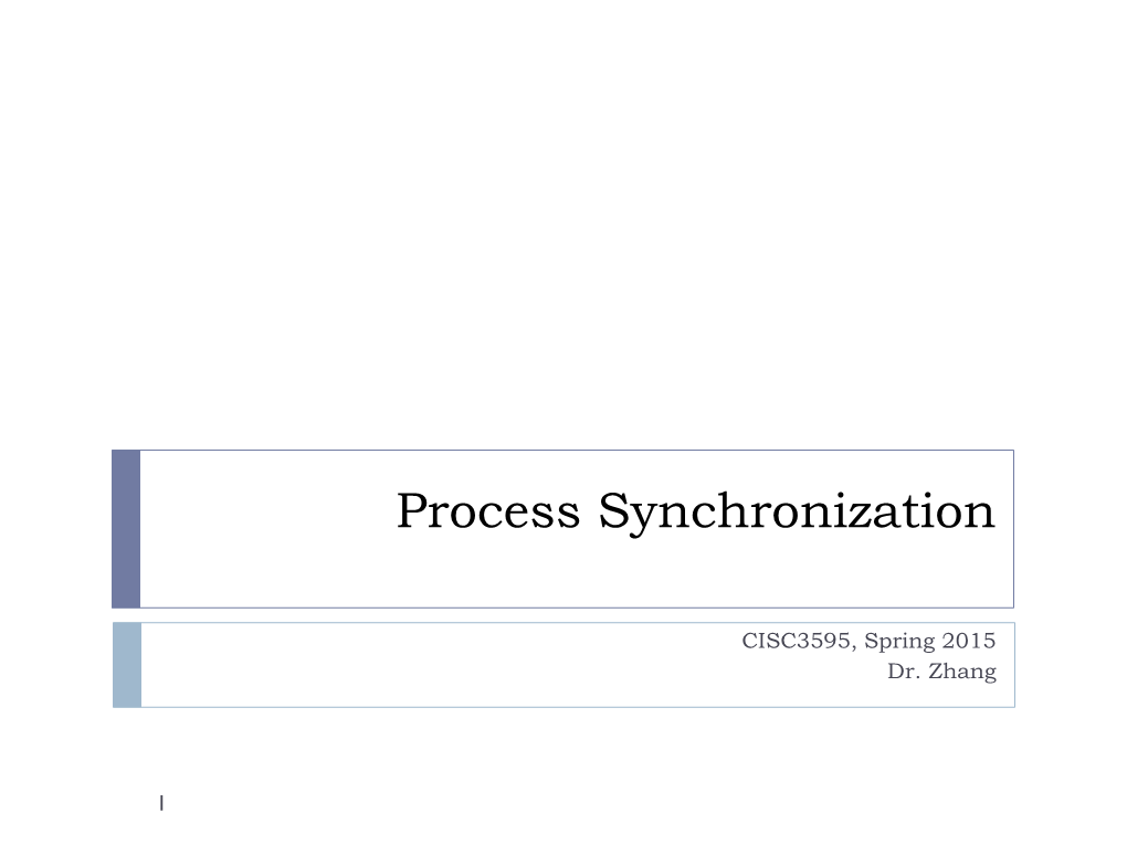 Process Synchronization