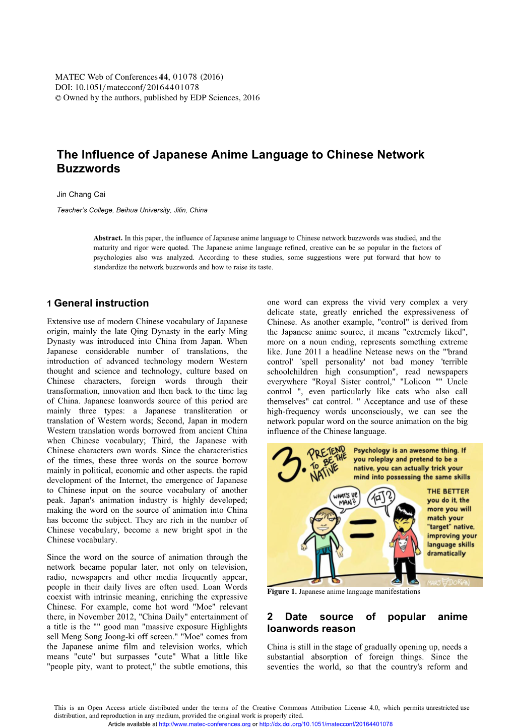 The Influence of Japanese Anime Language to Chinese Network Buzzwords