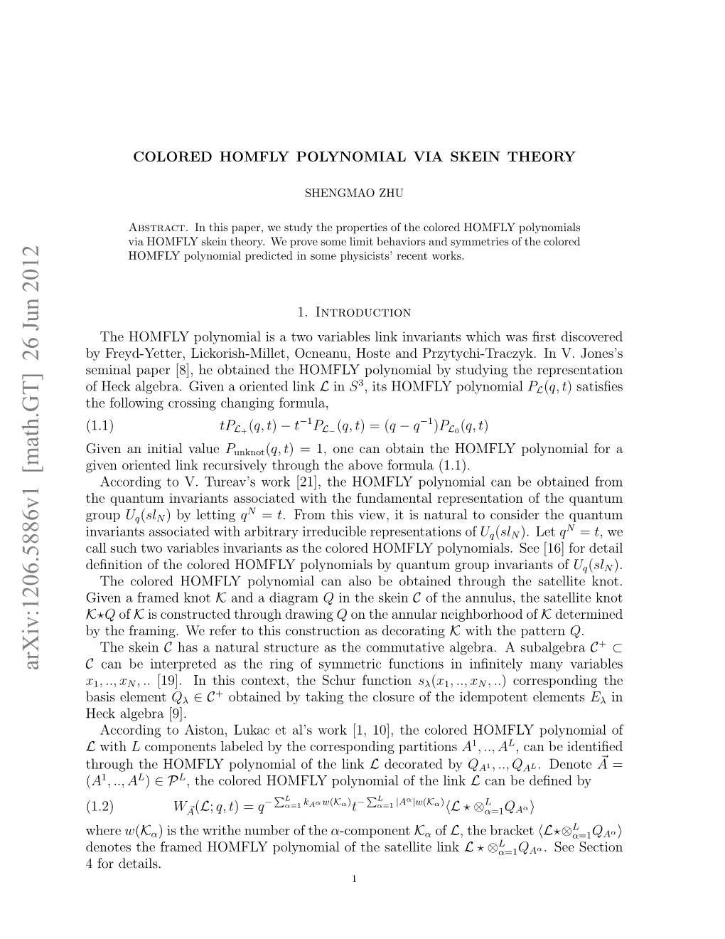 Colored Homfly Polynomial Via Skein Theory