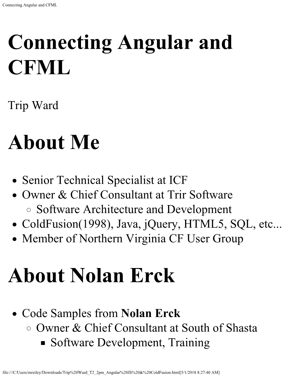 Connecting Angular and CFML