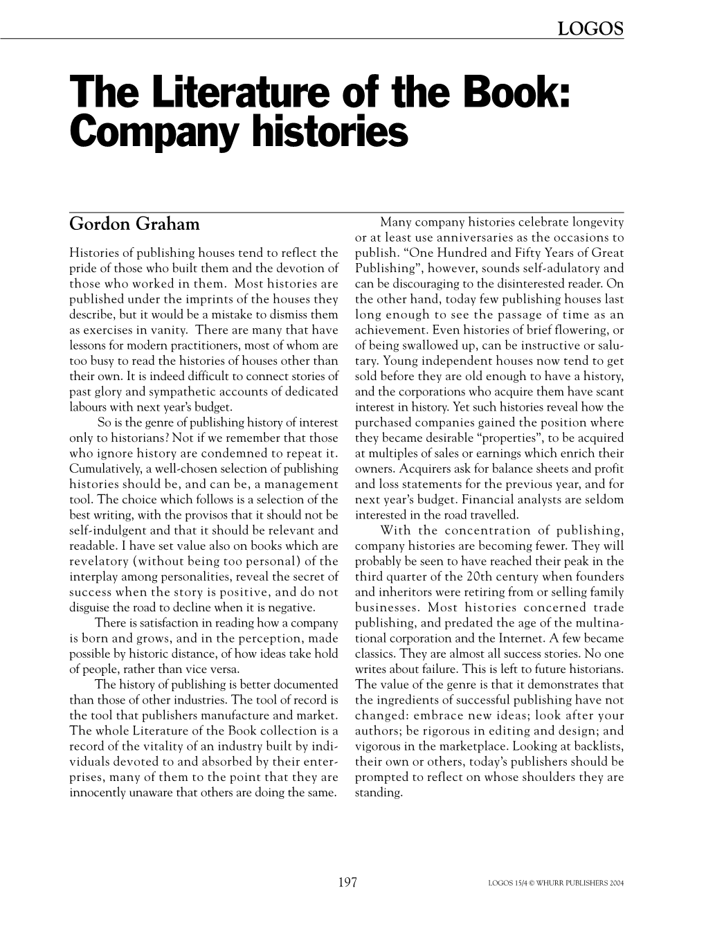 The Literature of the Book: Company Histories