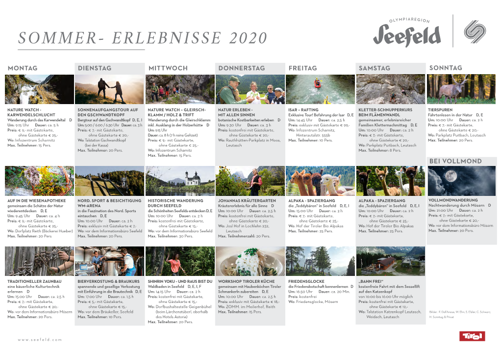 Sommer- Erlebnisse 2020