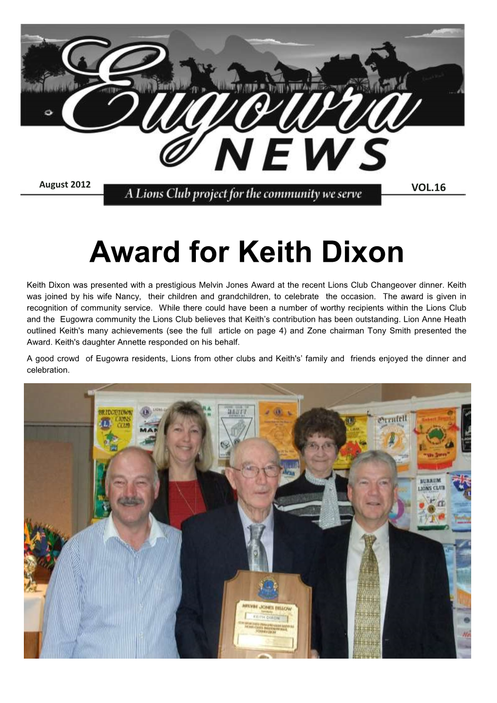 Award for Keith Dixon