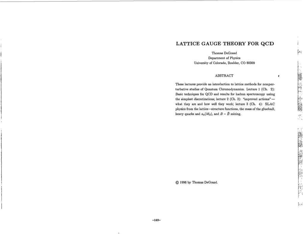 Lattice Gauge Theory for Qcd