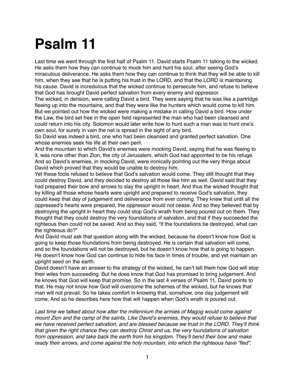 Psalm 11 Part 2