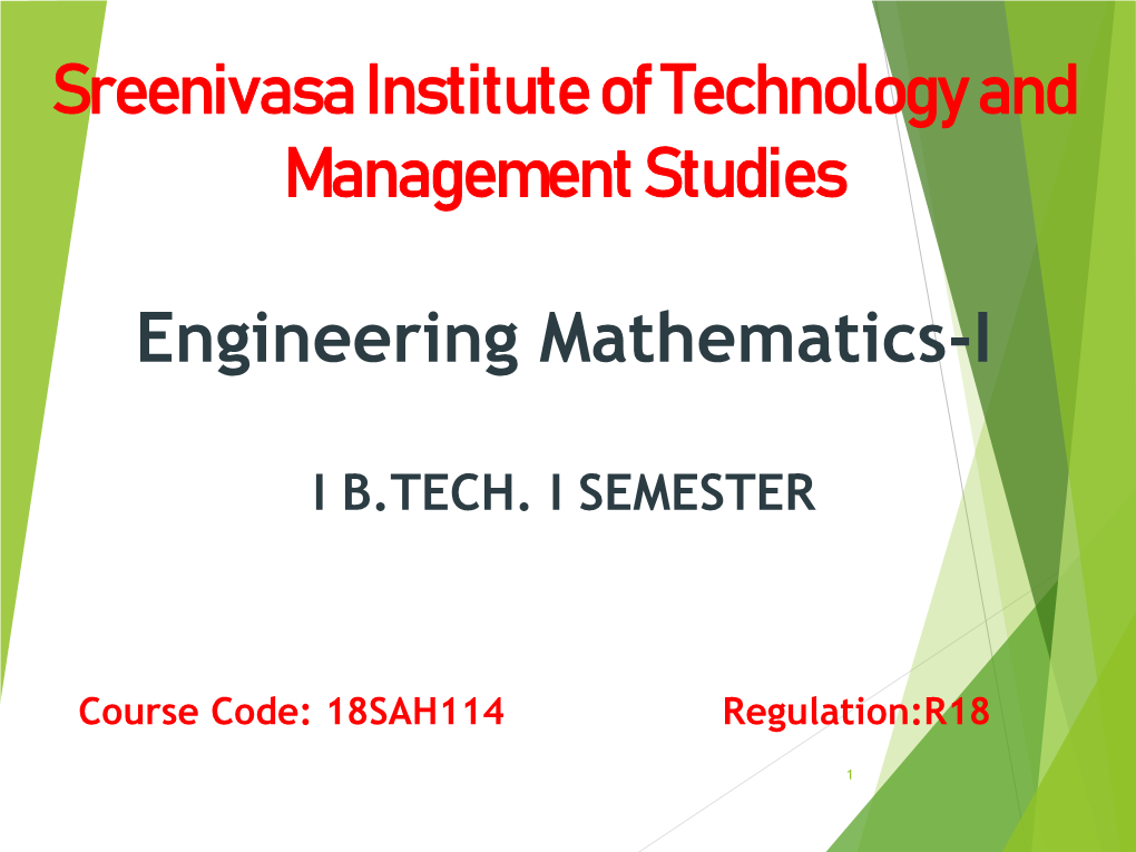 Sreenivasa Institute of Technology and Management Studies