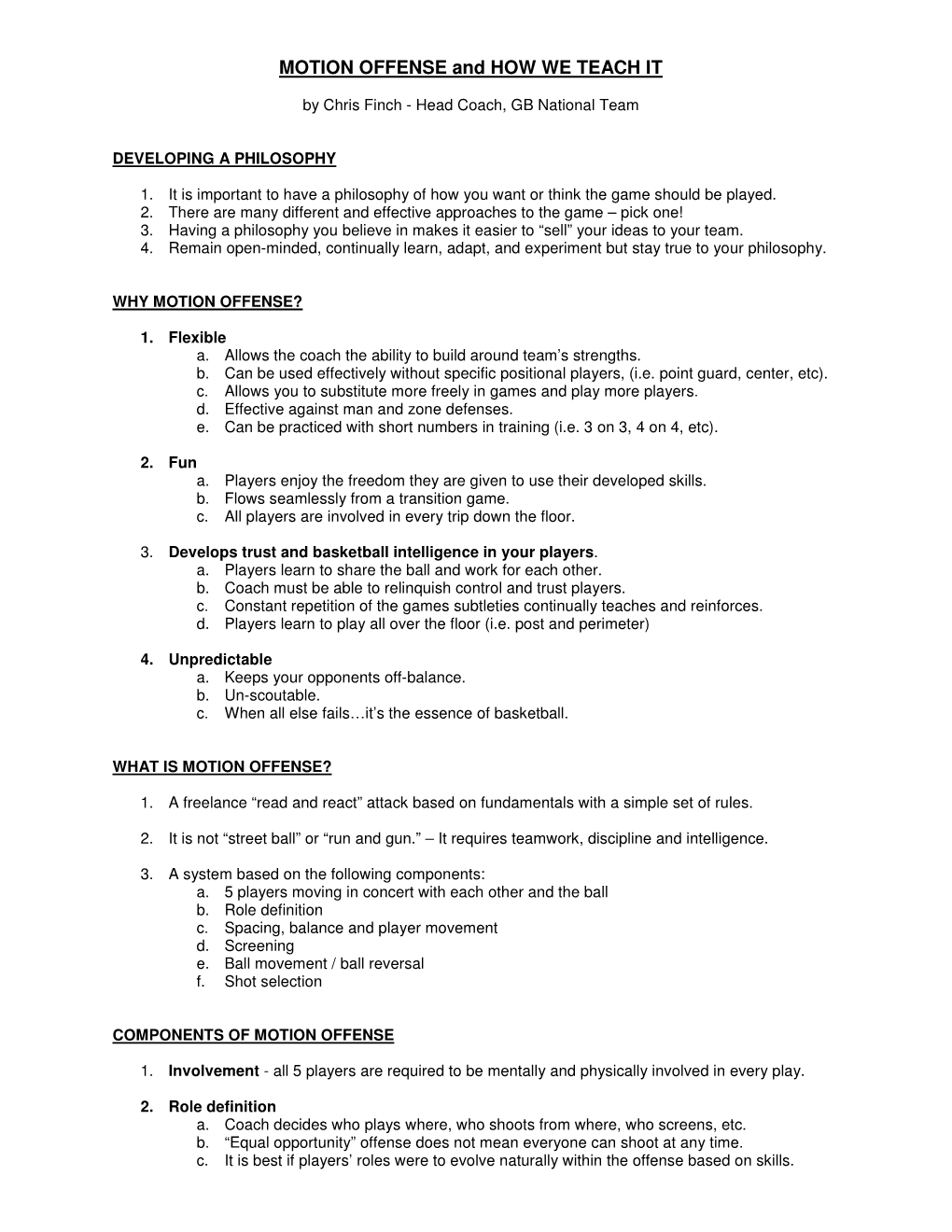 MOTION OFFENSE and HOW WE TEACH IT