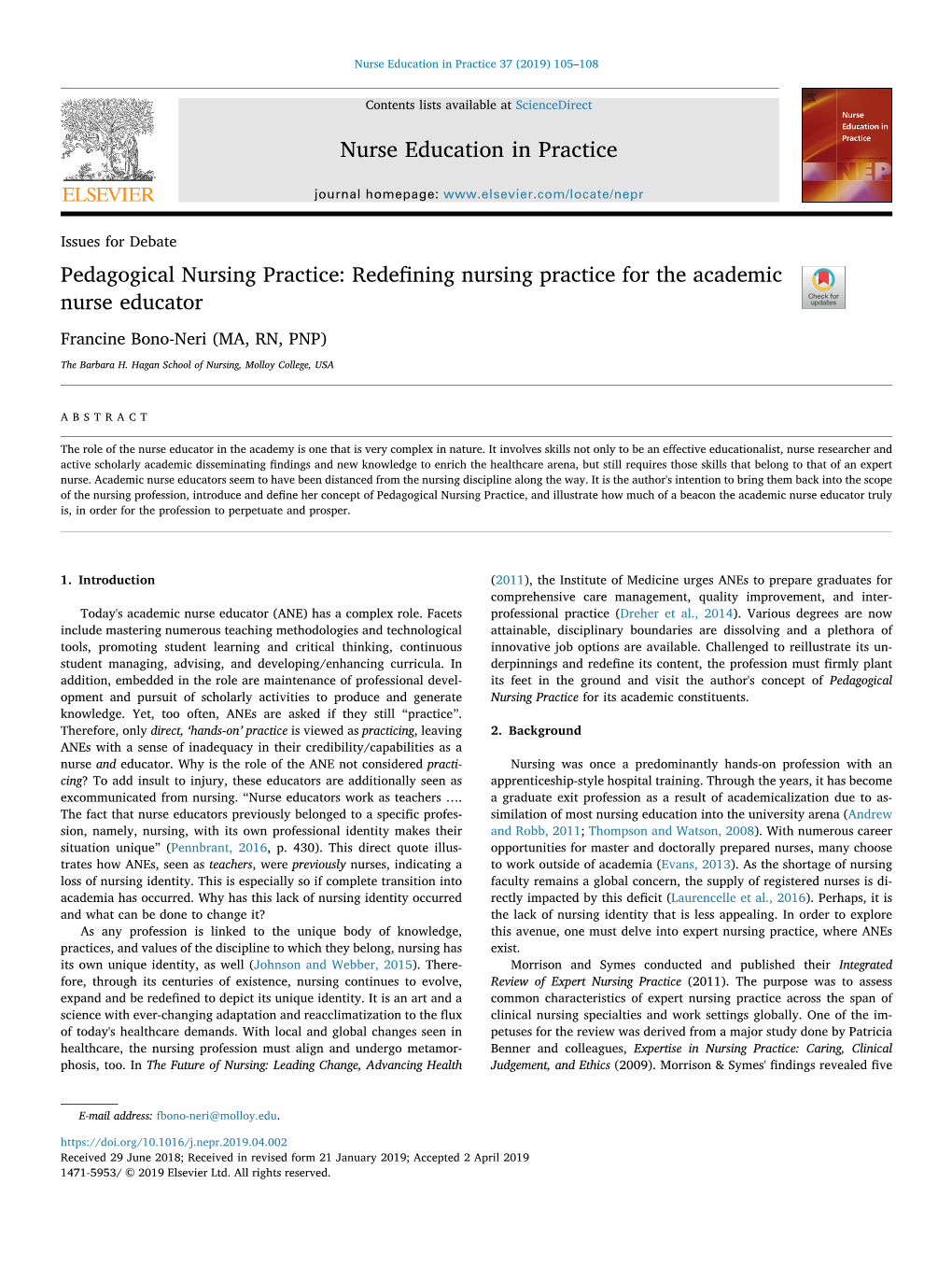 Pedagogical Nursing Practice Redefining Nursing Practice for The