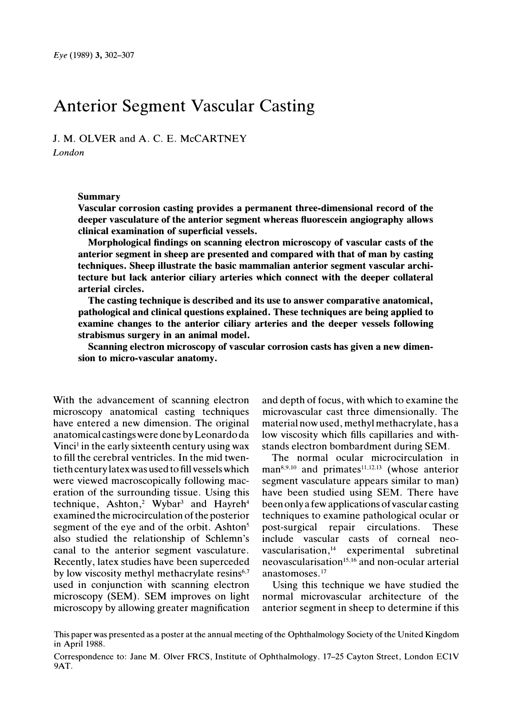 Anterior Segment Vascular Casting