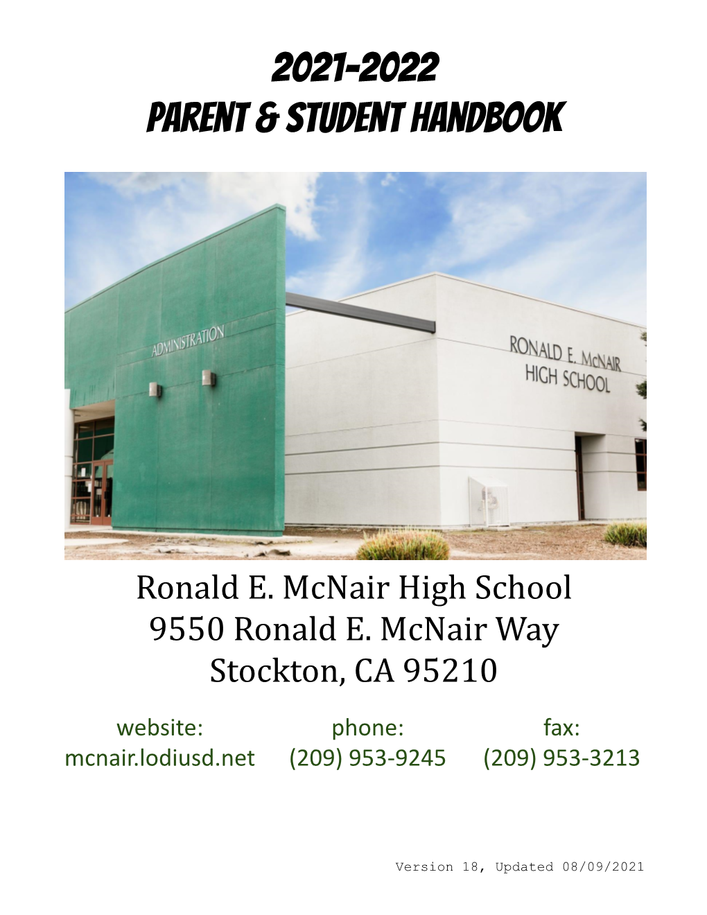 2021-2022 Parent & Student Handbook