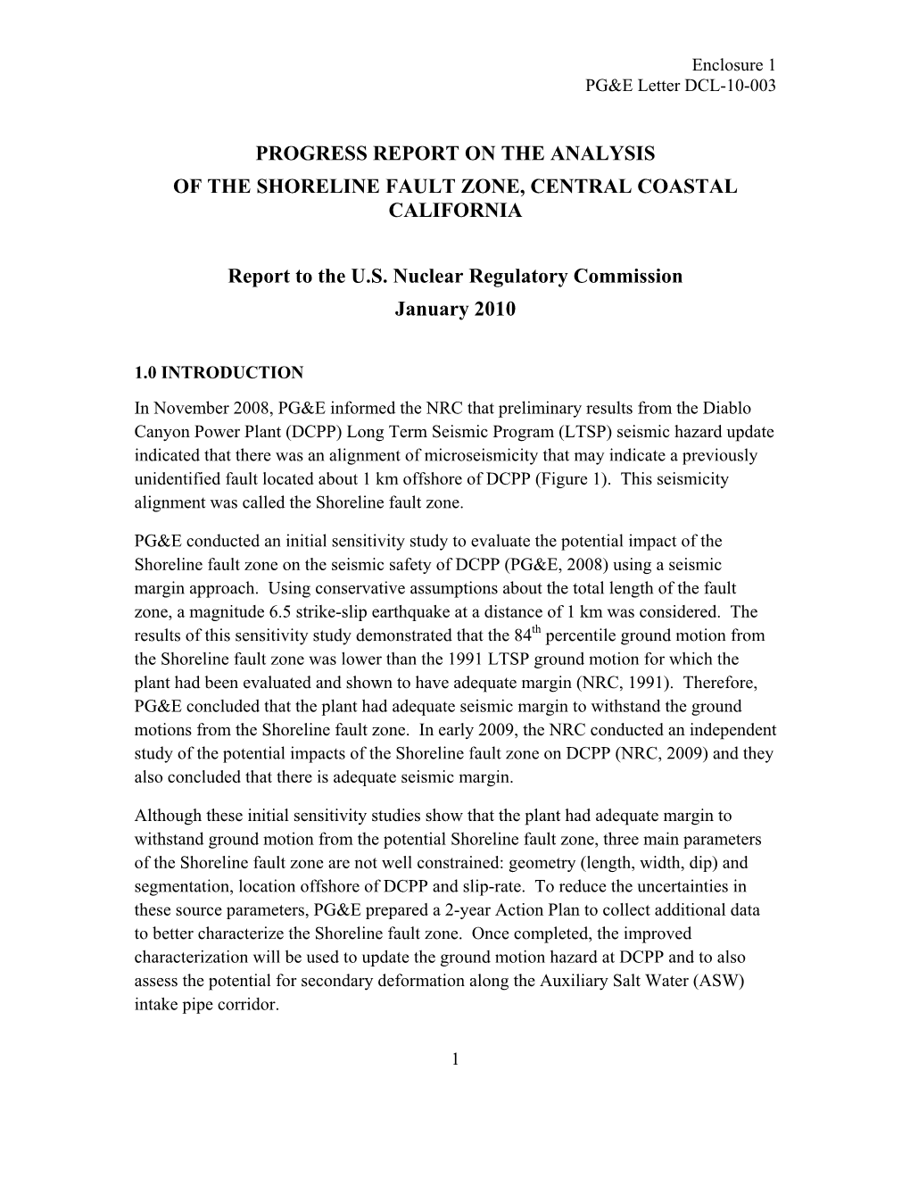 Shoreline Fault Zone Progress Report 2010