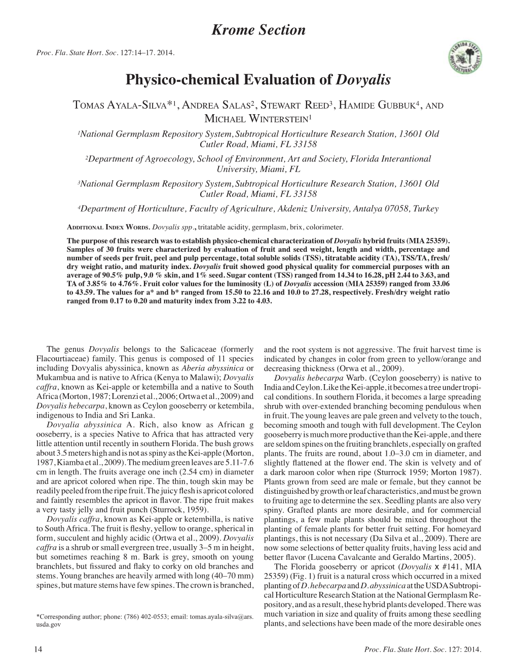 Physico-Chemical Evaluation of Dovyalis