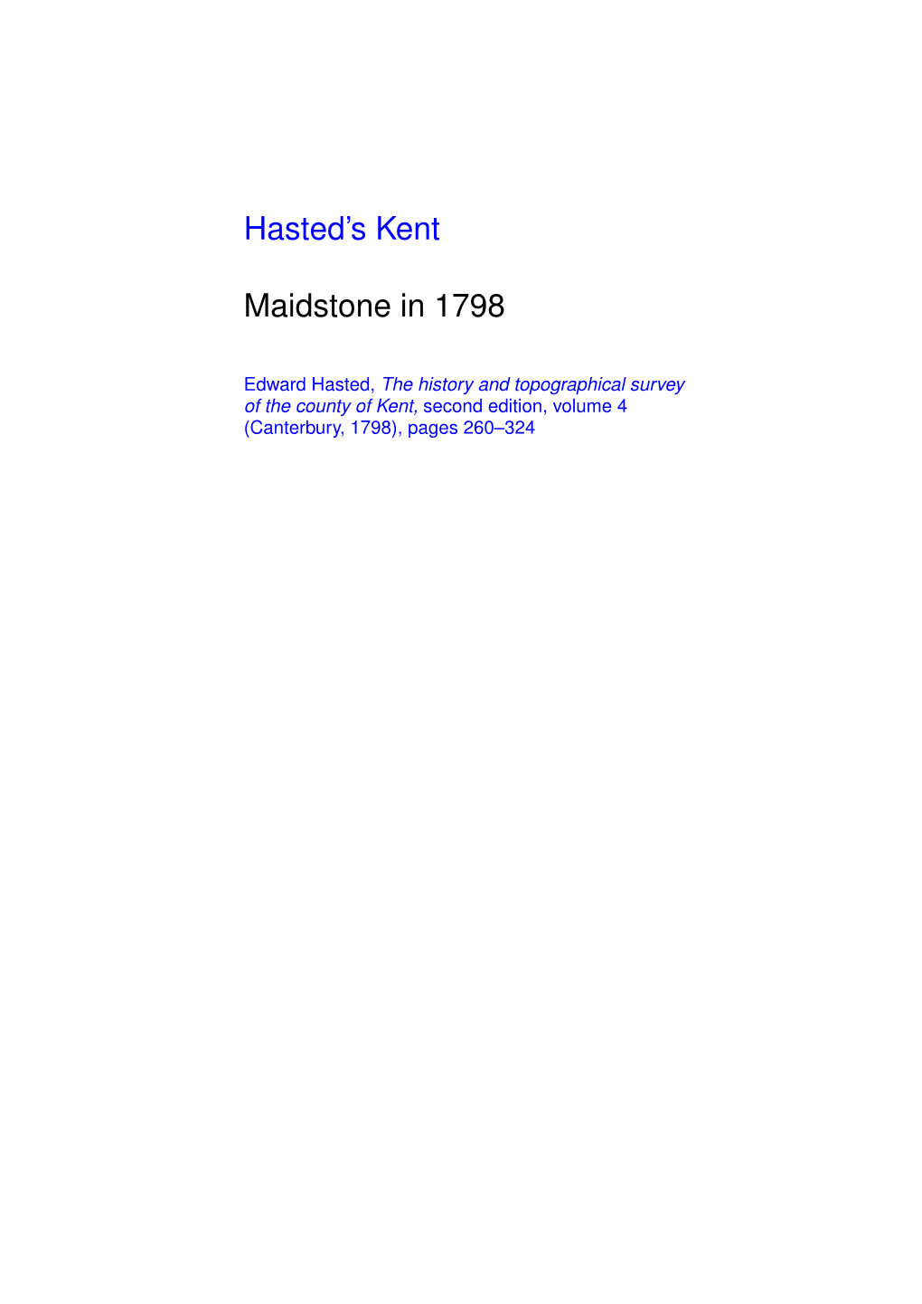 Hasted's Kent Maidstone in 1798