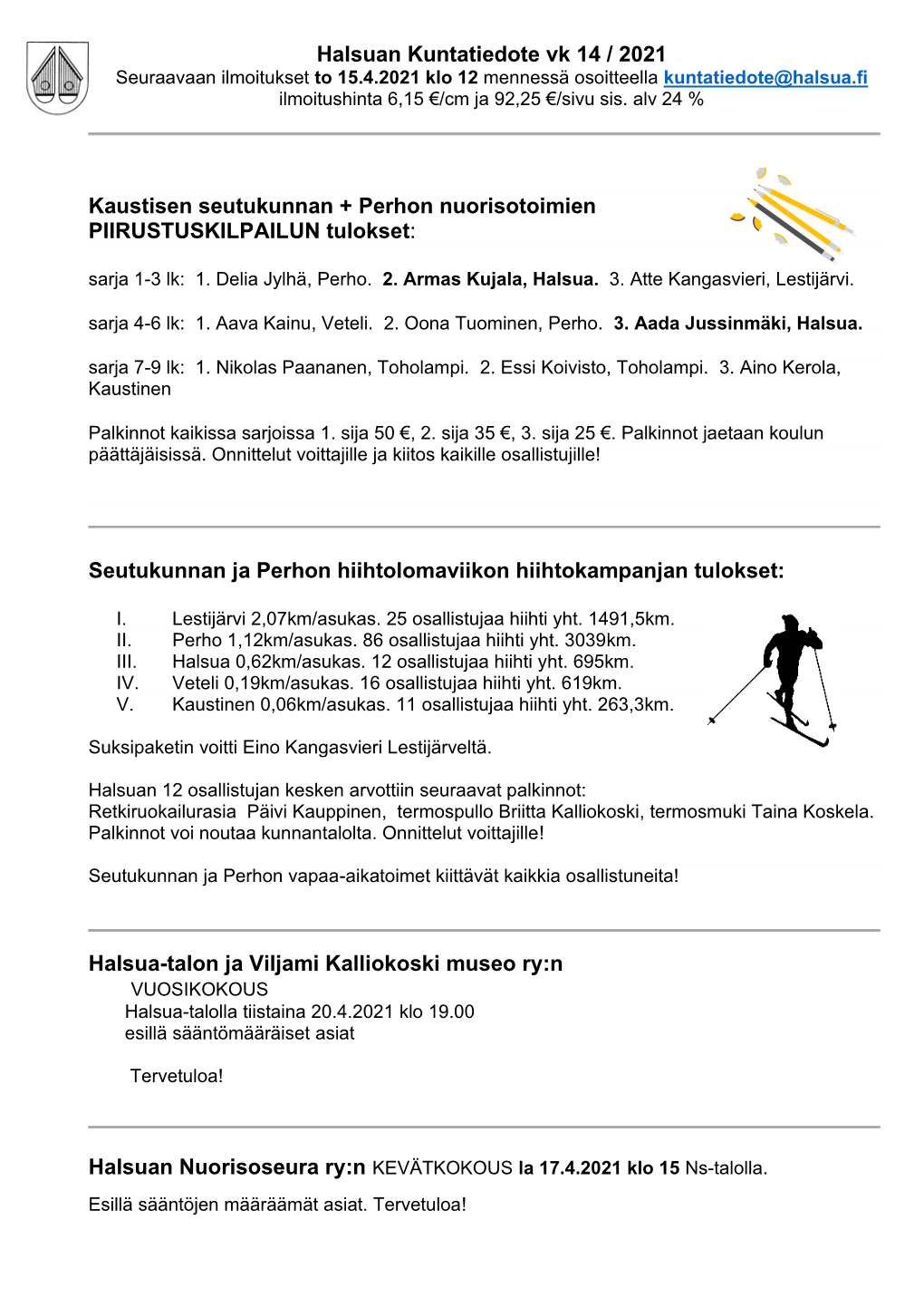 Halsuan Kuntatiedote Vk 14 / 2021 Kaustisen Seutukunnan + Perhon