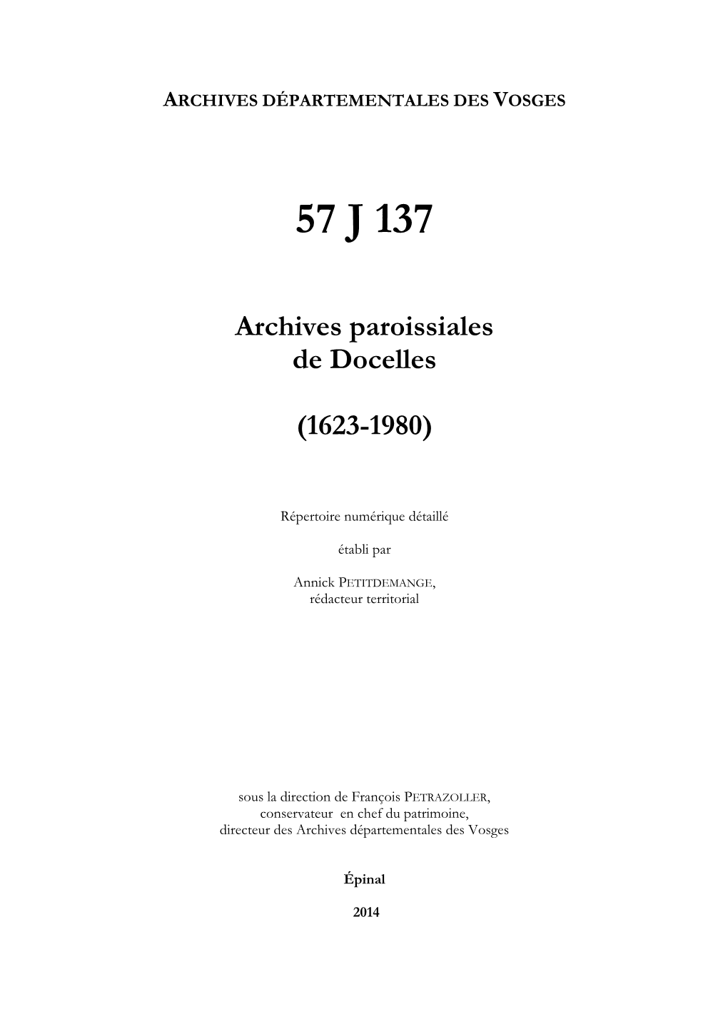 Archives De La Paroisse De Docelles.Pdf