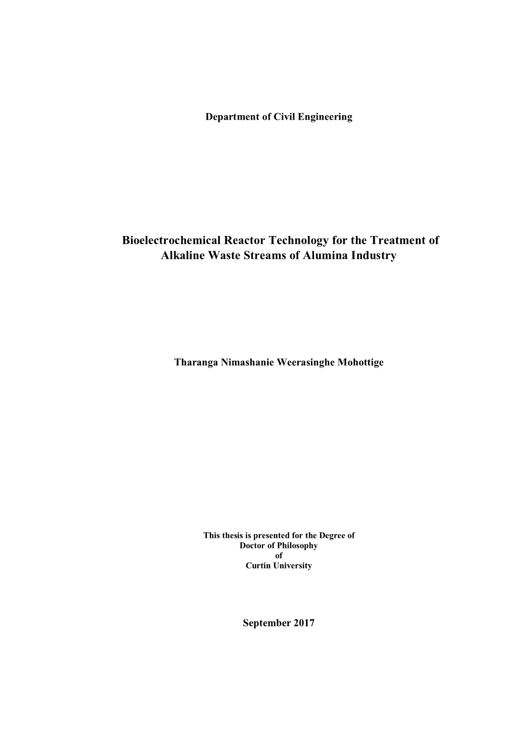 Bioelectrochemical Reactor Technology for the Treatment of Alkaline Waste Streams of Alumina Industry