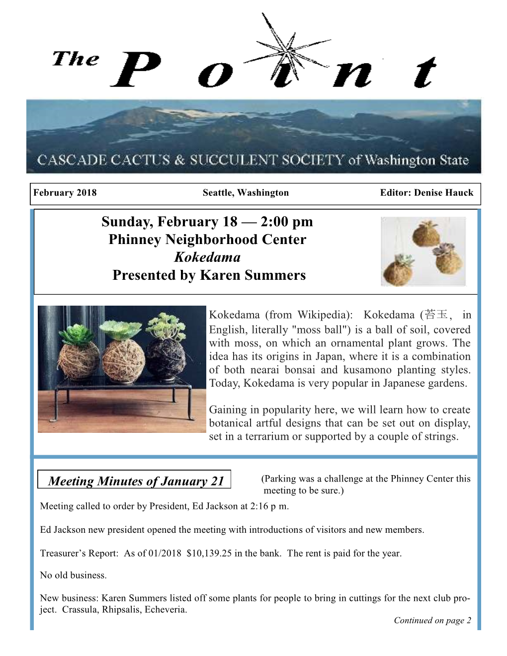 Sunday, February 18 — 2:00 Pm Phinney Neighborhood Center