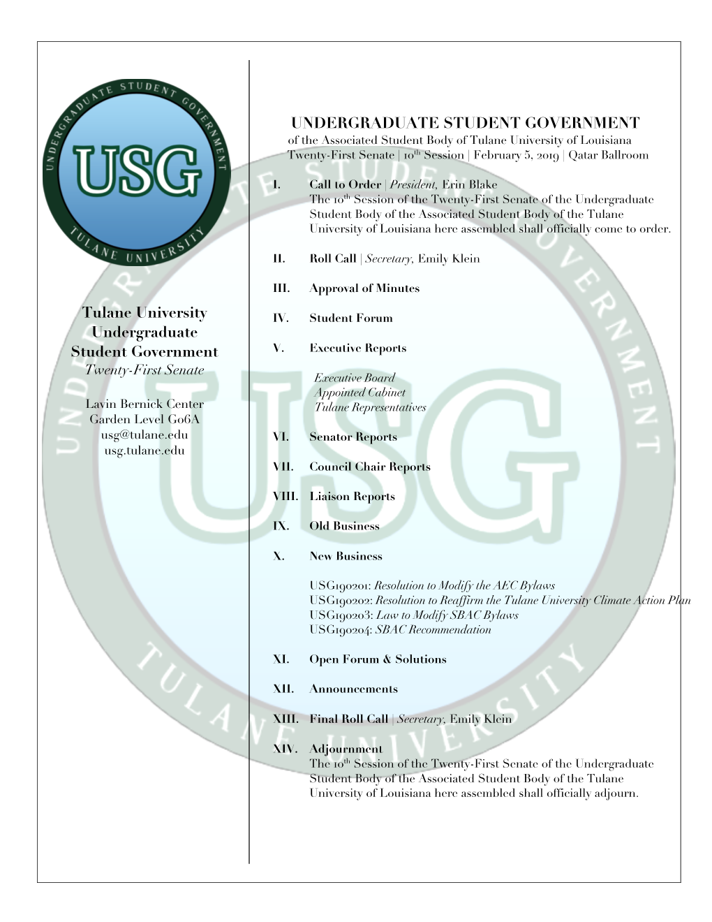 Tulane University Undergraduate Student Government