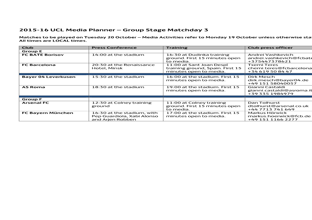 2015-16 UCL Media Planner – Group Stage Matchday 3
