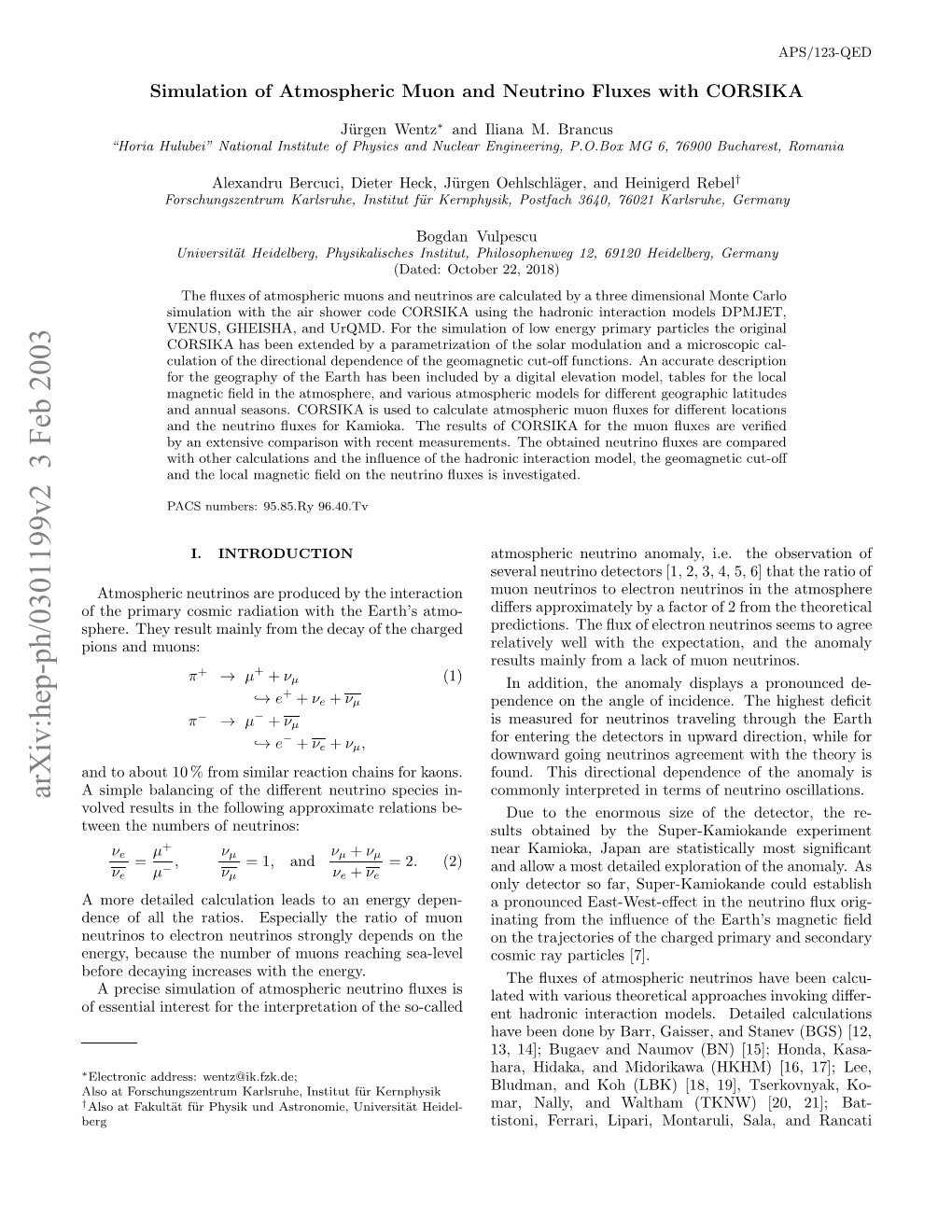 Simulation of Atmospheric Muon and Neutrino Fluxes with CORSIKA