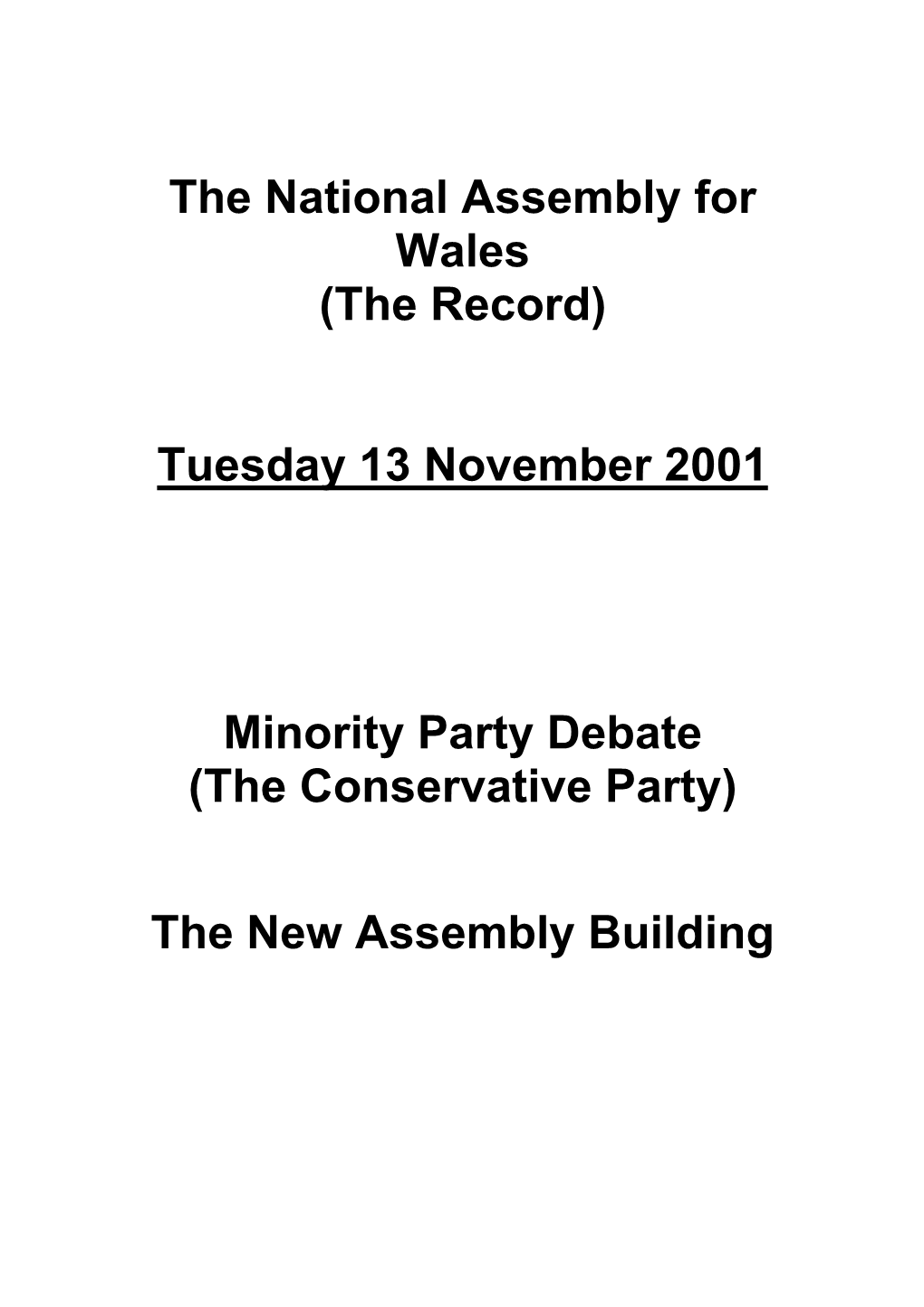 The National Assembly for Wales (The Record)