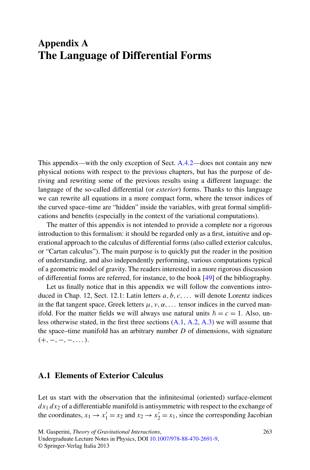 Appendix a the Language of Differential Forms