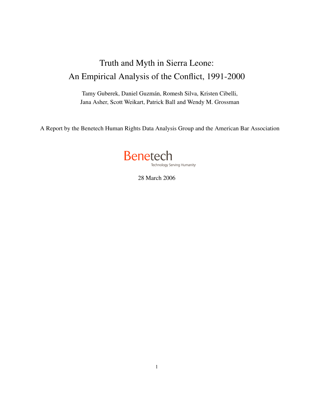 Truth and Myth in Sierra Leone: an Empirical Analysis of the Conflict