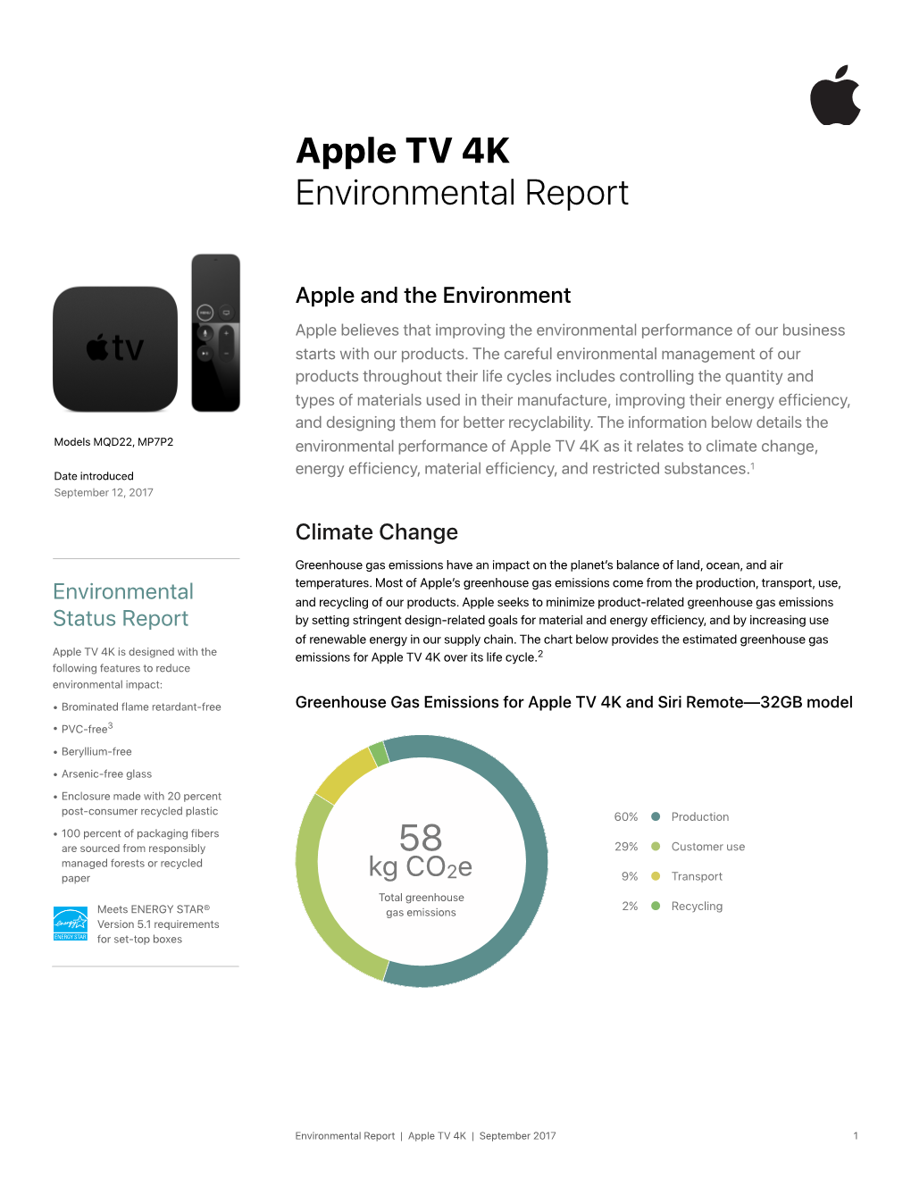 Apple TV 4K Environmental Report