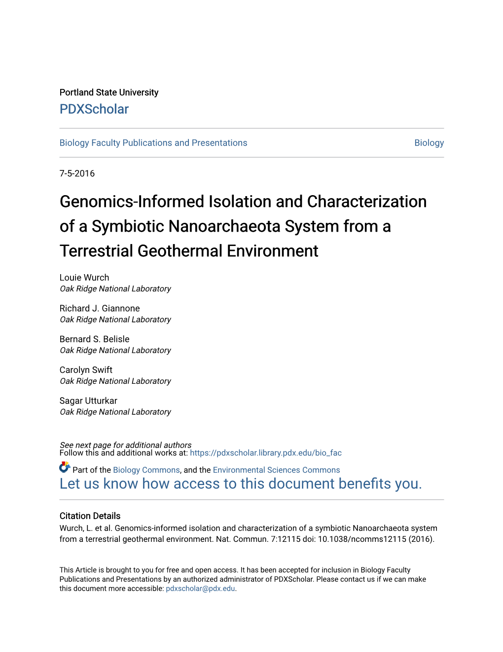 Genomics-Informed Isolation and Characterization of a Symbiotic Nanoarchaeota System from a Terrestrial Geothermal Environment