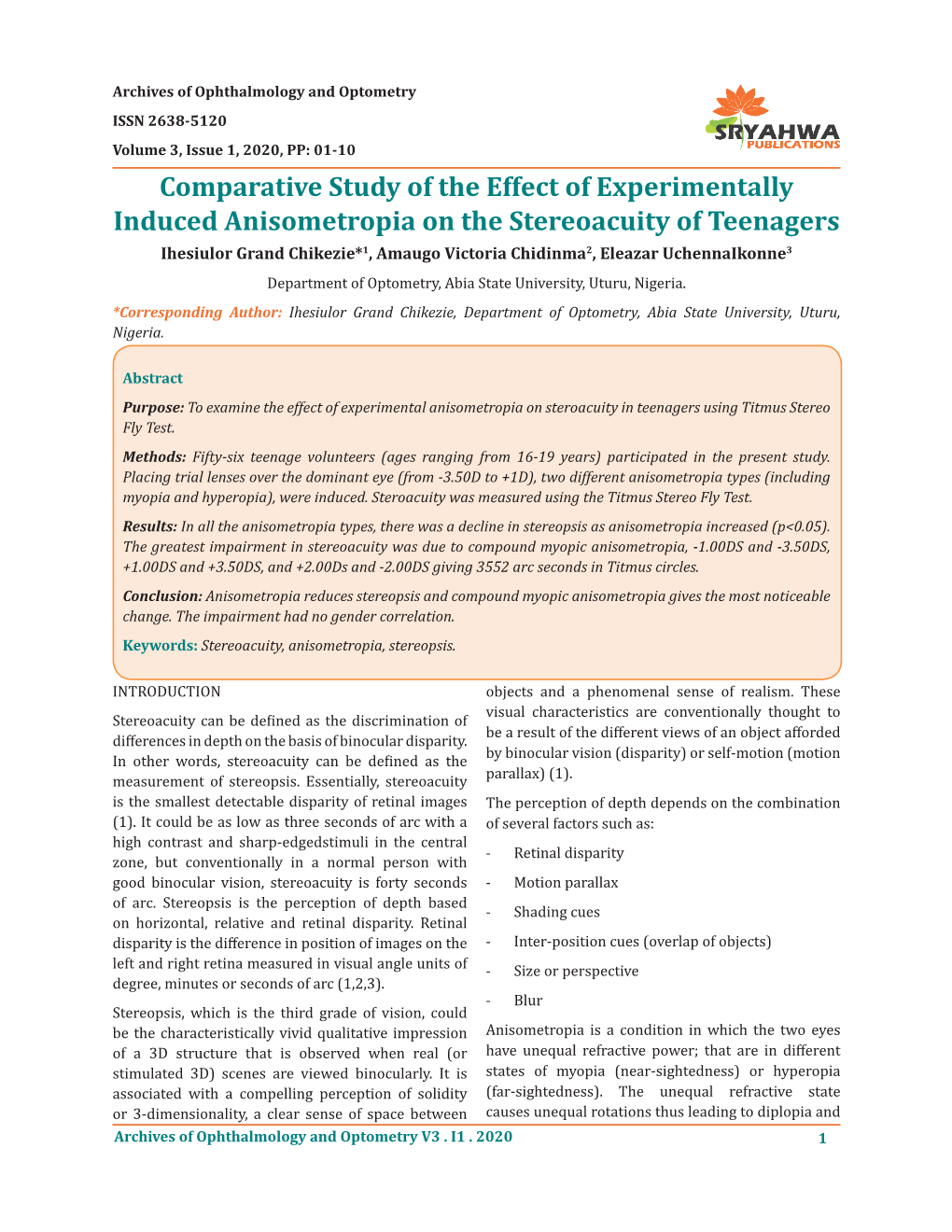 Comparative Study of the Effect of Experimentally Induced