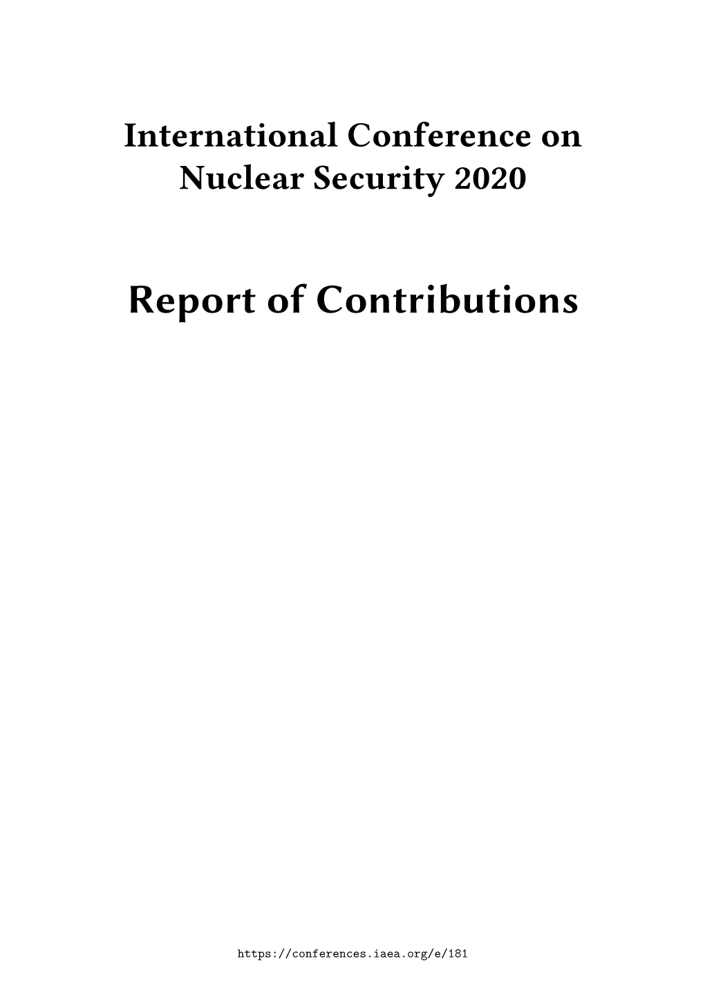 Report of Contributions
