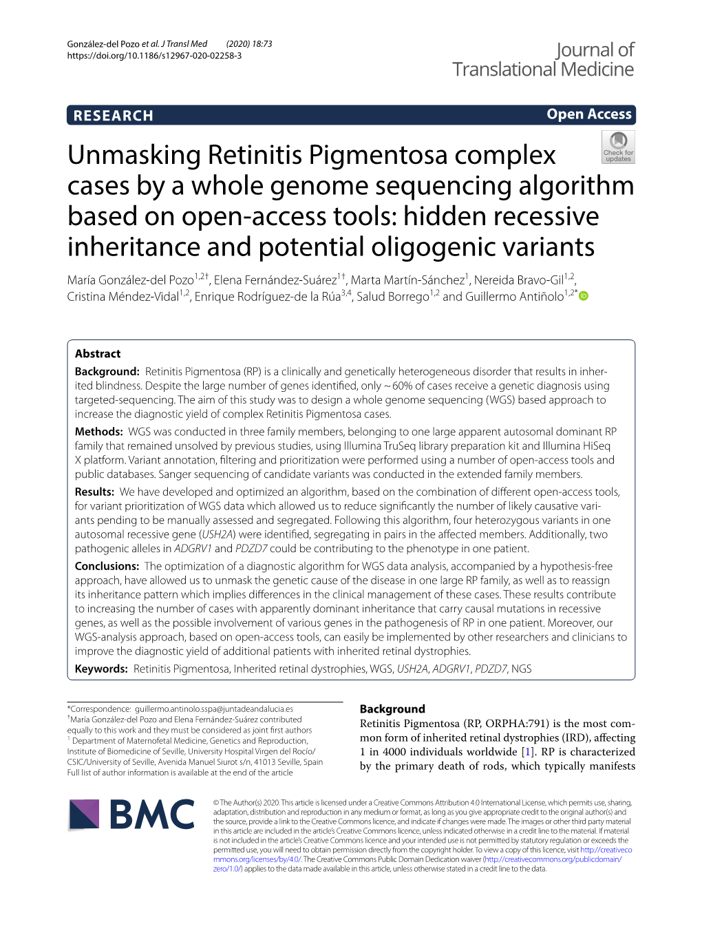 Unmasking Retinitis Pigmentosa Complex Cases by a Whole Genome